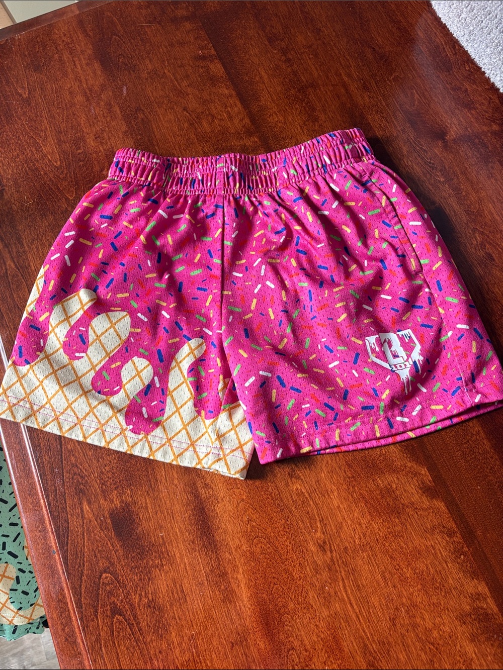 Kids Pink Ice Cream Cone Print Shorts with Elastic Waist